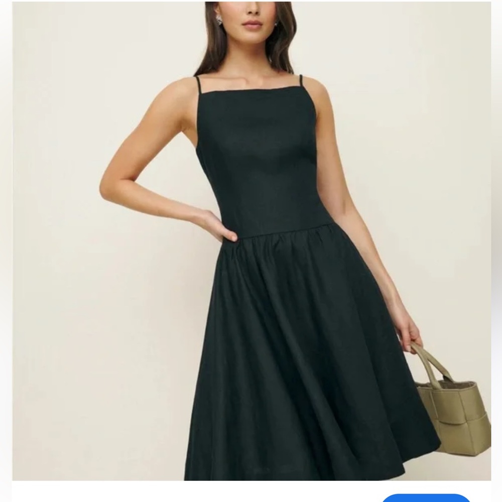 Reformation Clarabelle Black Sleeveless A-Line Midi Dress 10 12 NWT